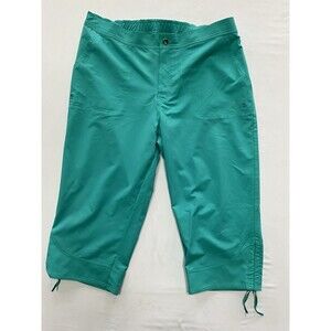 UVSkinz Women's UPF 50+ Capri Pants Teal Green Swim Travel XL Drawstring Hem